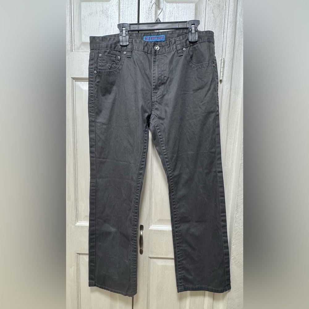 Wild West Boots Premium Jeans Men’s 38x31 Black Oil Denim Cowboy Biker Pants